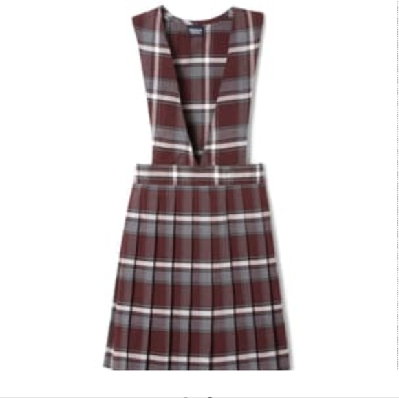 Girl's burgundy plaid French Toast jumper with white button up long sleeve shirt - Picture 6 of 6